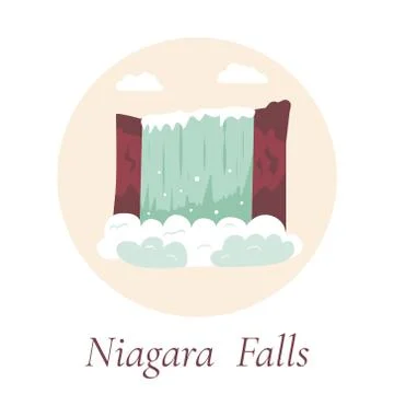 Niagara Falls. Natural landmark of Canada and USA Stock Illustration