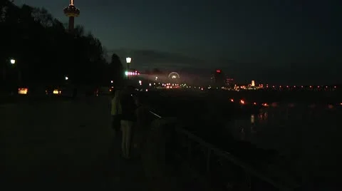Niagara Falls at night Video stock 22029135