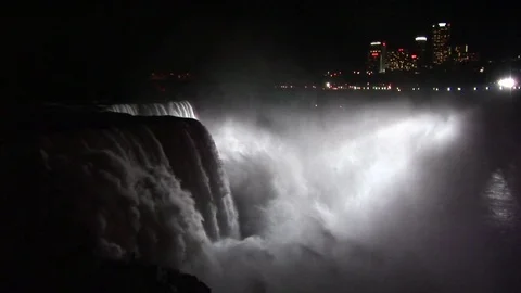 Niagara Falls at night Stock Footage 72571576