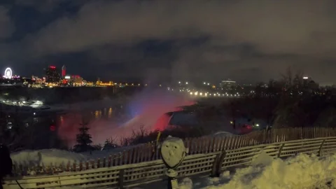 Niagara Falls night lighting Stock Footage 248397805