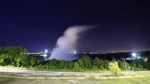 Niagara Falls Night Sky Time Lapse Stars and Clouds Stock Footage 115312437