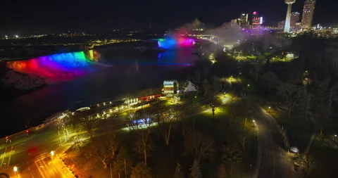 Niagara Falls Night Time Light Show Time Lapse Stock Footage 277505355