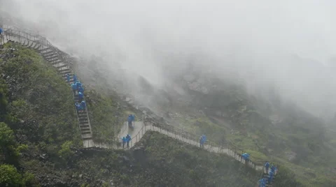 Niagara Falls People being drenched on the footpath Stock Footage 42020633