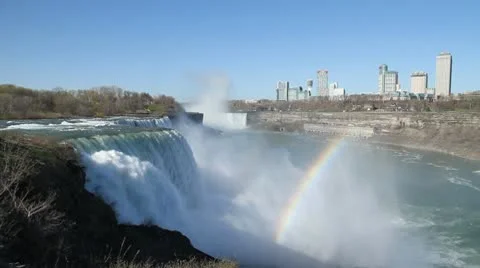 Niagara Falls rainbow pan Stock Footage