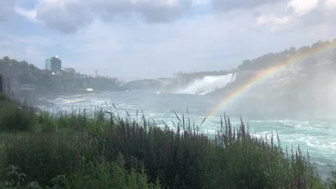 Niagara Falls river and ranbow Stock Footage 113991386