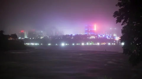Niagara Falls River Night Stock Footage 37709243
