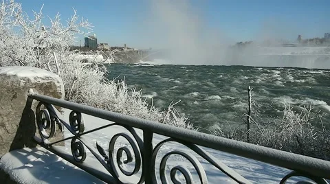 Niagara Falls River winter 10svv Stock Footage 46796768