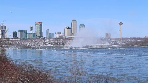 Niagara Falls Skyline View over Niagara Falls Waterfall Stock-Footage 126556747
