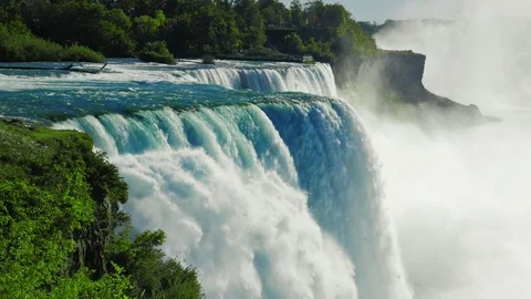 Niagara Falls in spring, a popular spot among tourists from all over the world Stock Footage 73416843