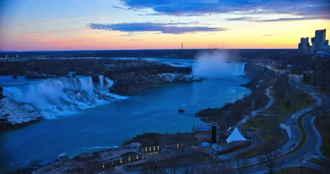Niagara Falls Sun Set Time Lapse Winter Stock Footage 286073026