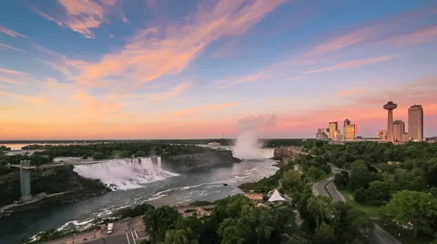 Niagara Falls at Sunrise Stock Footage 40027191