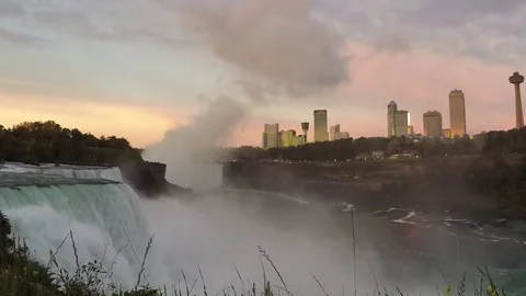 Niagara Falls Time Lapse Cloud Mist and Rainbow 스톡 동영상 74419169