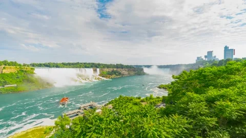 Niagara Falls time-lapse with moving clouds from Canada Stock Footage 202039597