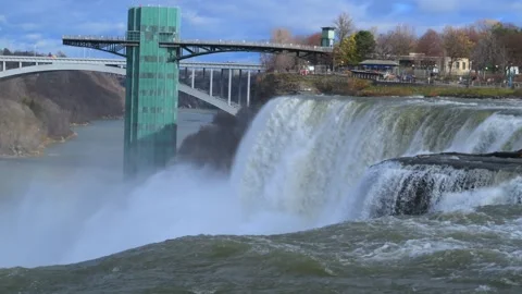 Niagara Falls, USA: This image features the American Falls and Bridal Veil .. Stock Footage 336918116