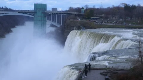 Niagara Falls, USA: This image features the American Falls and Bridal Veil .. Stock Footage 336918686