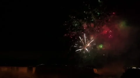 Niagara Falls vibrant fireworks light up night sky over Niagara Falls, Canada Stock Footage 289678917
