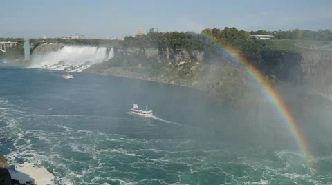 Niagara Falls Wide with rainbow Stock Footage 42016389