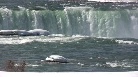 Niagara Falls in Winter - Close-up of falls Stock Footage 10586168