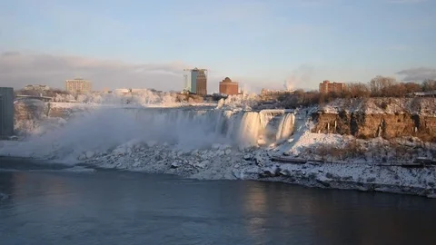 Niagara falls in winter Stock Footage 84109048