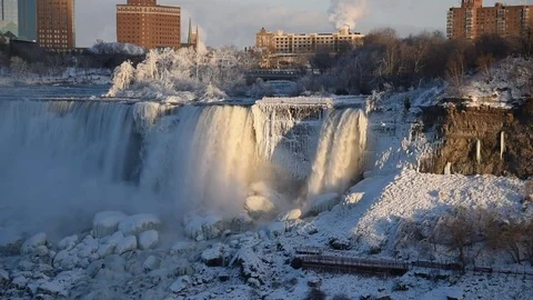 Niagara falls in winter Stock Footage 84109260