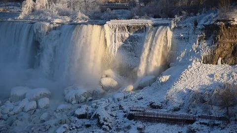 Niagara falls in winter Stock Footage 84109547