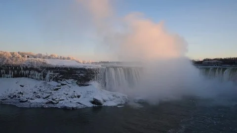 Niagara falls in winter Stock Footage 84117075