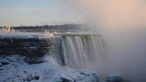 Niagara falls in winter Stock Footage 84117463