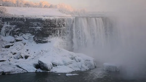 Niagara falls in winter Stock Footage 84117831