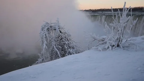 Niagara falls in winter Stock Footage 84118834