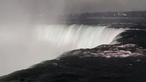 Niagara Falls on a winter night Stock Footage 168131624