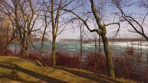 Niagara River Before Falls Spring  Stock Footage 61888727