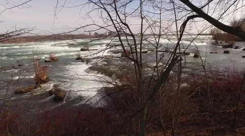 Niagara River Before Falls Spring  Stock Footage 61888956