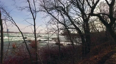 Niagara River Before Falls Spring  Stock Footage 61888963