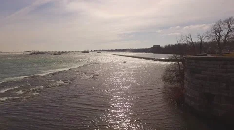 Niagara River Before Falls Spring  Stock Footage 61890426