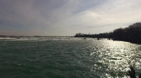 Niagara River Before Falls Spring  Stock Footage 61890433