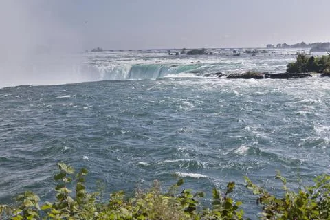 Niagara River Rapids and Mist at Horseshoe Falls, Ontario, Canada Stock Photos