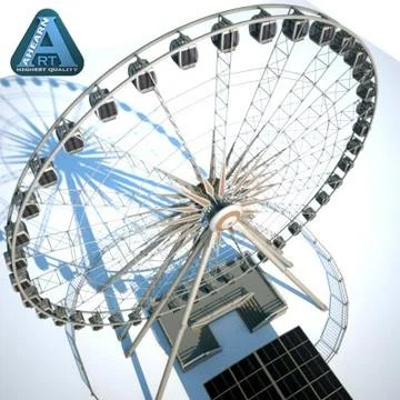 Niagara Sky Wheel with Ticket Booth and Platform 3D Model