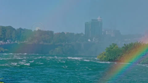 Niagara waterfall two rainbows Vídeo Stock 214634261