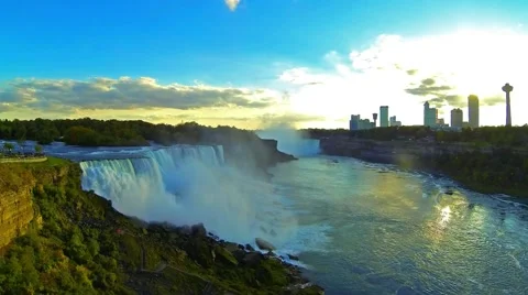 Niagra Falls NY Waterfall Time-Lapse - Panning Right Stock Footage