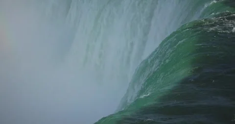 Niagria Falls Mist Cloud Waterfall Water Flowing Over Edge Stock Footage 307131706