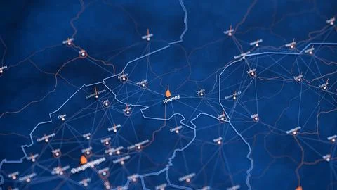 Niamey map big data visualization. Futuristic map infographic of city in Niger Stock Illustration