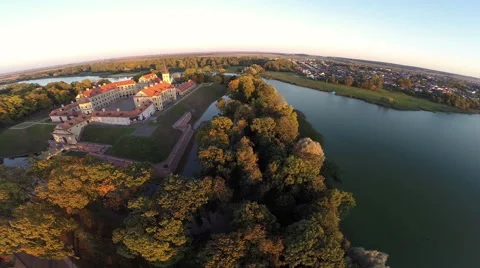 Niasvizh, Belarus - General view on Niasvizh castle Stock Footage 59746907