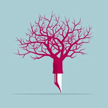 The nib under the tree.Isolated on blue background. Stock Illustration