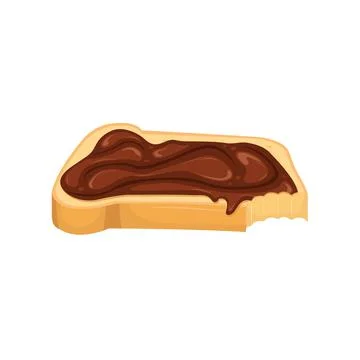 A nibbled sandwich smeared with chocolate paste. Sweet sandwich. Stock Illustration