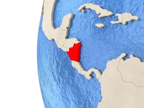 Nicaragua on 3D globe Stock Illustration