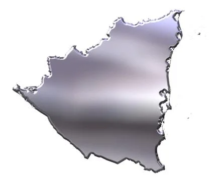 Nicaragua 3D Silver Map Stock Illustration