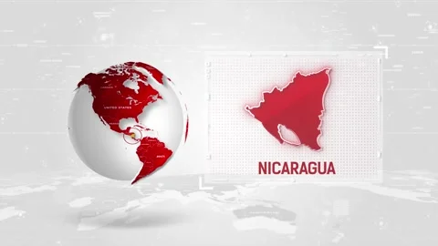 Nicaragua 4K Tech Map Beside Globe On White Background. Stock Footage 341009059