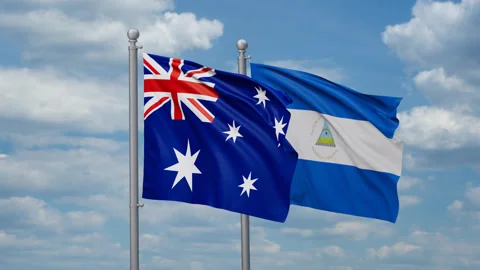 Nicaragua and Australia two flags Stock Footage 267672808