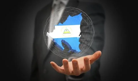 Nicaragua - country shape and flag - 3D illustration Stock Illustration