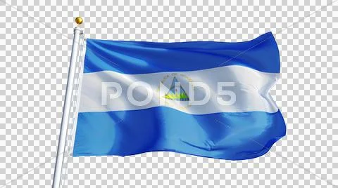Nicaragua flag, close up, isolated with alpha channel Stock Photos